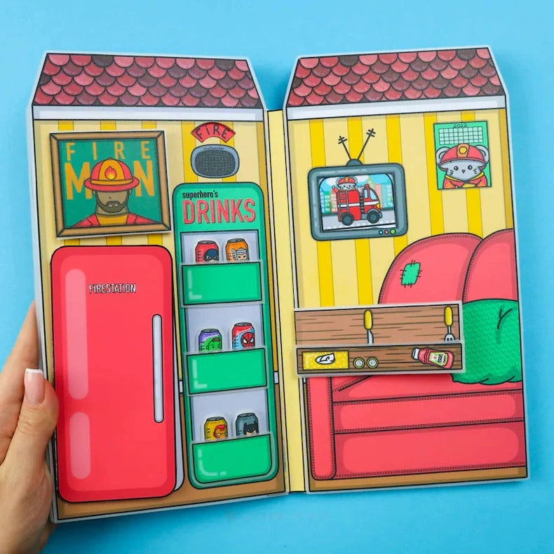 Printable firefighter stickers for velcro busy book interactive play