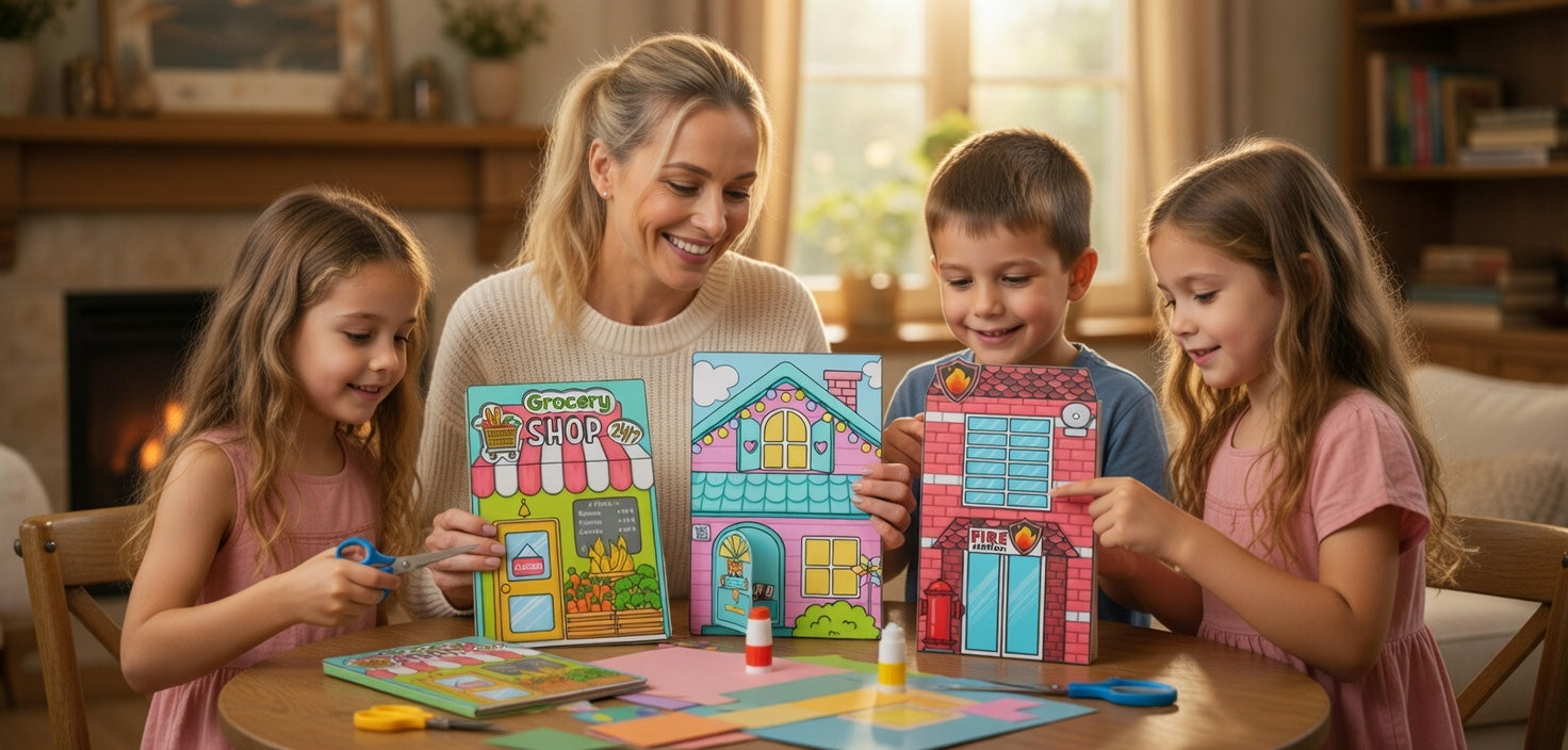 Child practicing fine motor skills with Daxtion printable paper crafts and origami