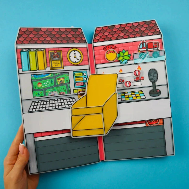 Educational fire safety activity for kids: placing fire extinguishers in a house layout