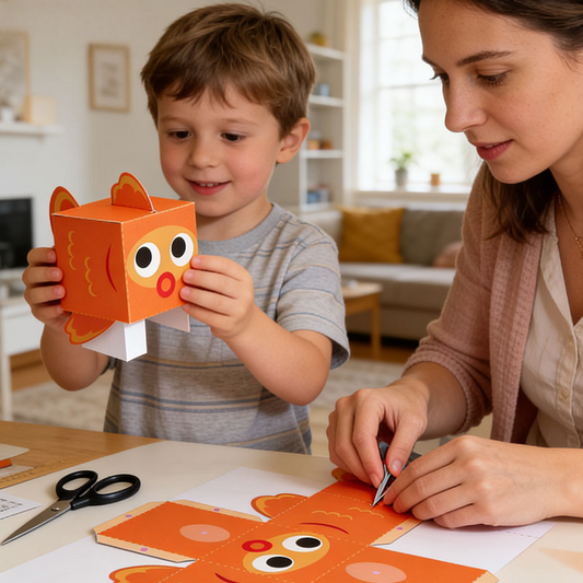 mother-and-child-crafting-3d-paper-animals