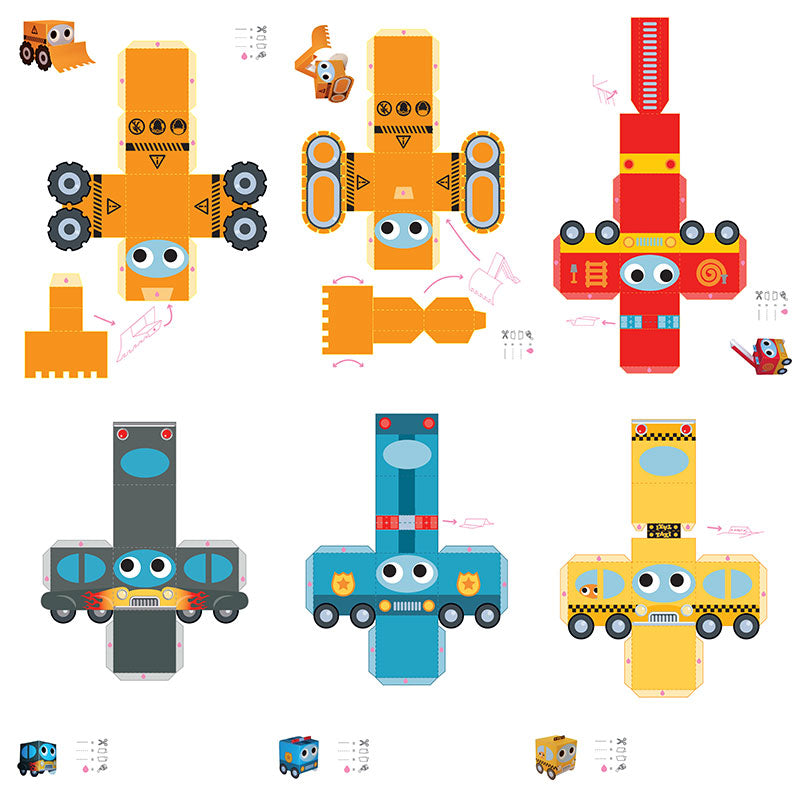 PDF preview of the 3D vehicle paper model templates and assembly instructions.